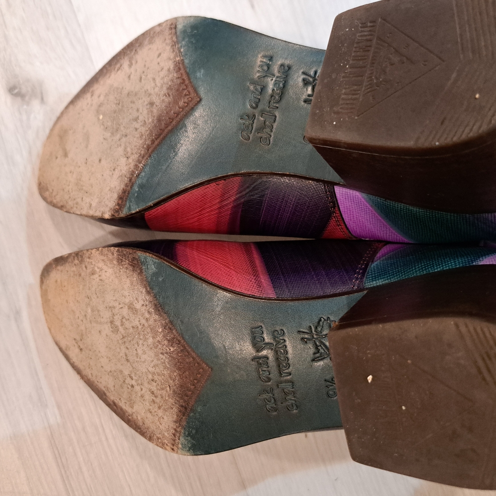 John Fluevog Red and Purple Ankle Boots - Picture 7 of 7